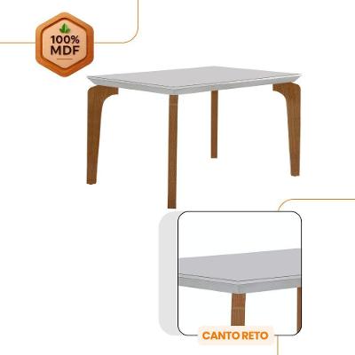 Conjunto Mesa Liz 120cm Com Vidro 4 Cadeiras Athenas Moderna Turim Off White Imbuia