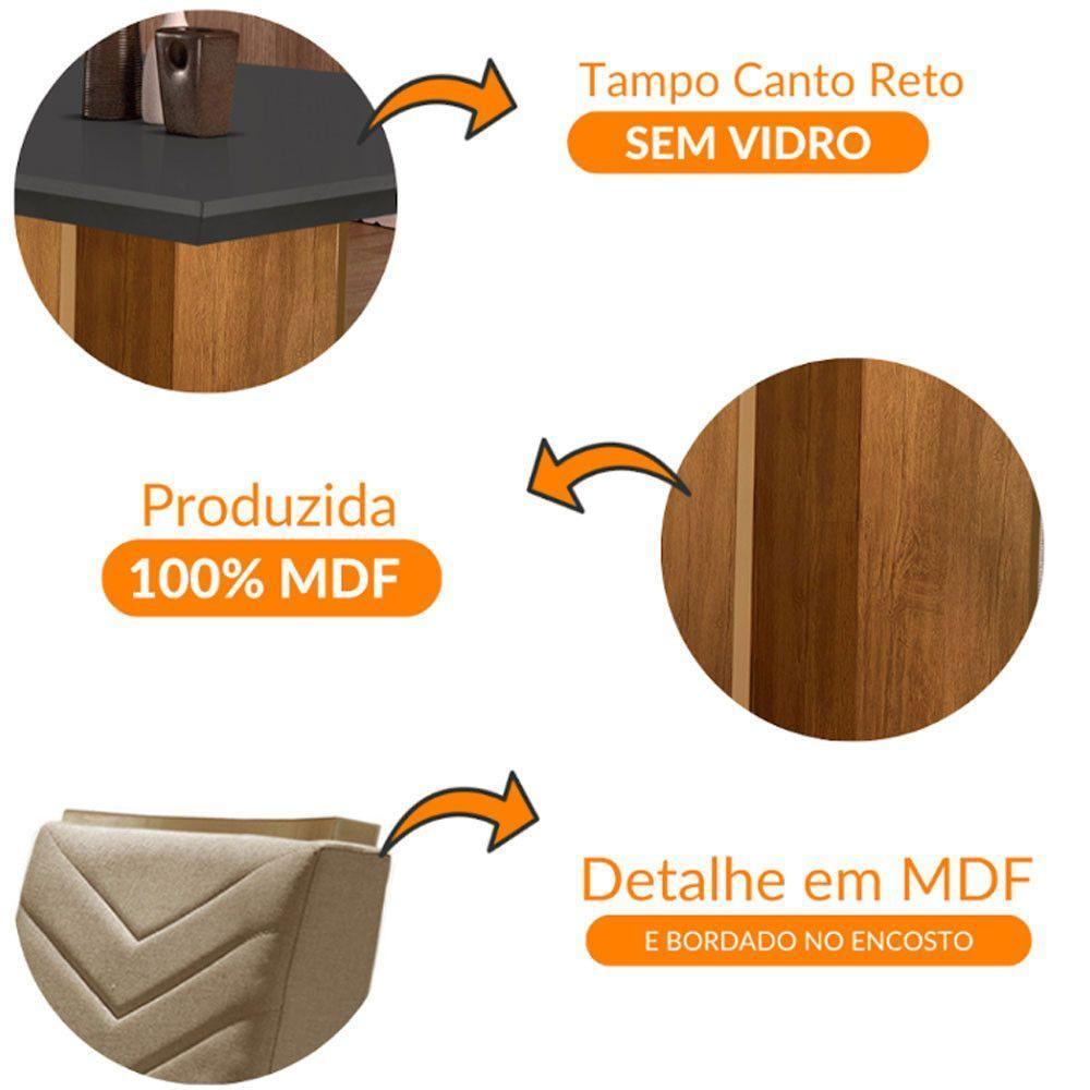 Conjunto Mesa Olímpia Em Mdf Com 4 Cadeiras Liz Moderna Veludo Grafite Imbuia - 6