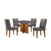 Conjunto Mesa Olímpia Em Mdf Com 4 Cadeiras Liz Moderna Veludo Grafite Imbuia - 1