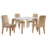 Conjunto Mesa Liz 120cm Com 4 Cadeiras Athenas Moderna Turim Off White Imbuia - 1