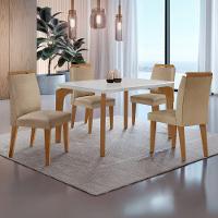 Conjunto Mesa Liz 120cm Com 4 Cadeiras Athenas Moderna Turim Off White Imbuia - 2