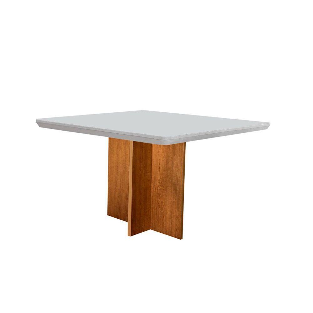 Conjunto Mesa Olímpia 90cm Tampo Mdf 4 Cadeiras Liz Moderna Veludo Capuccino Off White Imbuia - 7