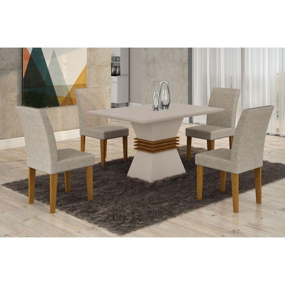 Sala De Jantar Lucy Com 4 Cadeiras Grécia Rufato Off White Imbuia e Turim 07 - 1