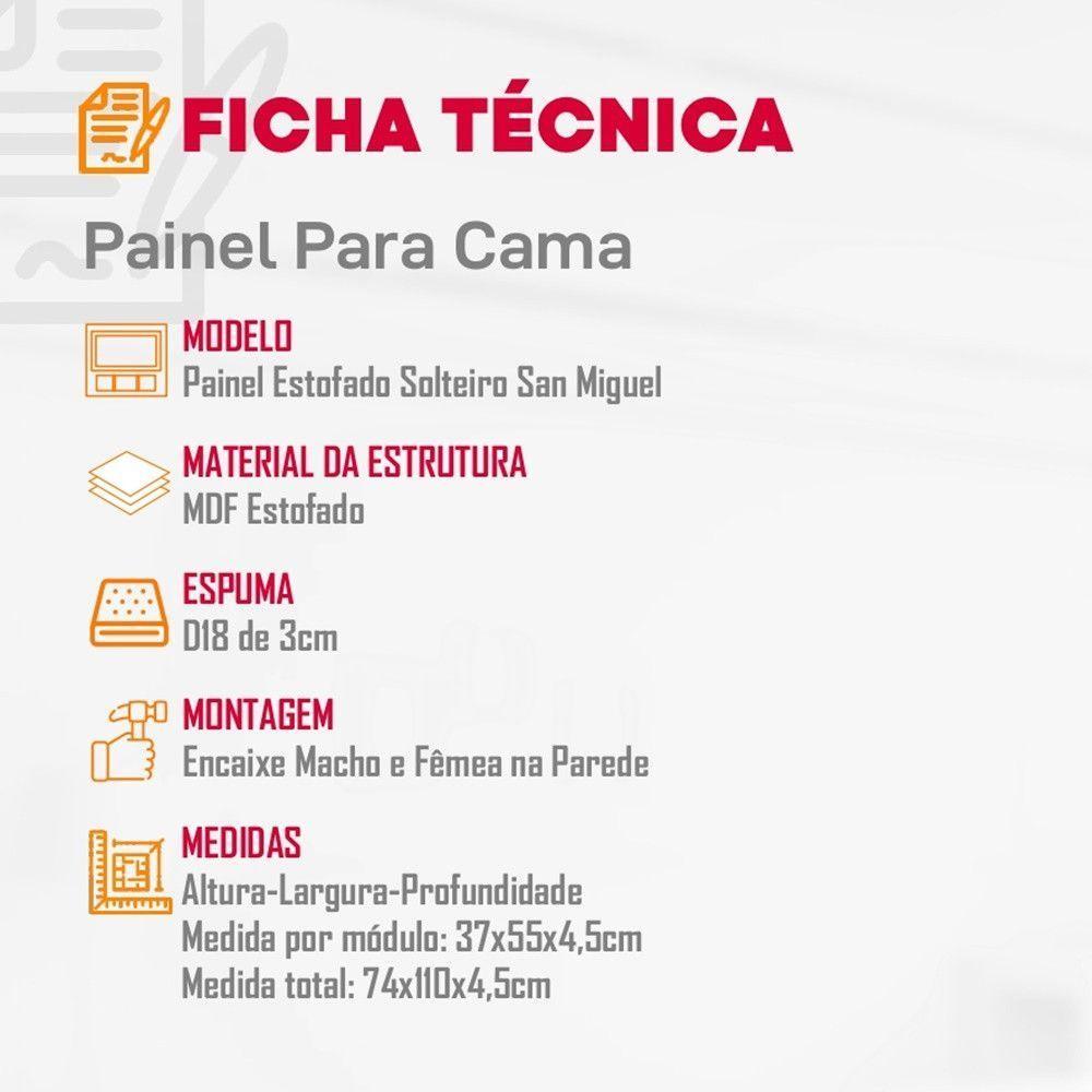 Painel Estofado Solteiro San Miguel Rufato Veludo Creme - 4