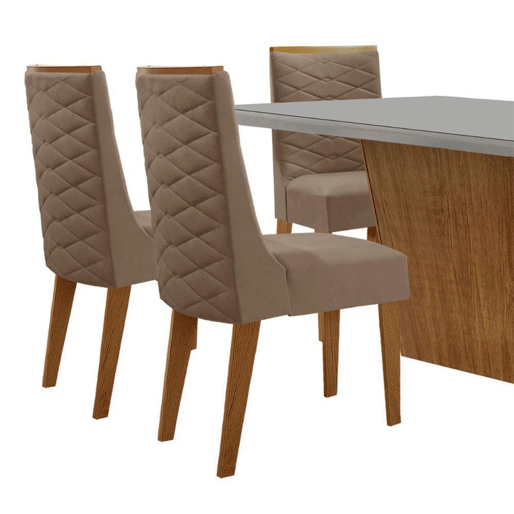 Mesa Para Sala De Jantar Aida Com 6 Cadeiras Safira Moderna Vel. Capuccino Off White Imbuia - 8