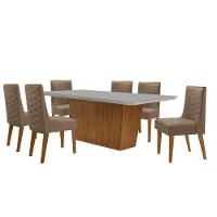Mesa Para Sala De Jantar Aida Com 6 Cadeiras Safira Moderna Vel. Capuccino Off White Imbuia - 2