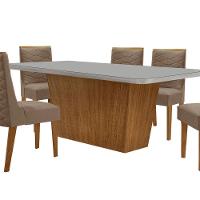 Mesa Para Sala De Jantar Aida Com 6 Cadeiras Safira Moderna Vel. Capuccino Off White Imbuia - 7