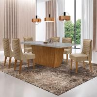 Mesa Para Sala De Jantar Aida Com 6 Cadeiras Safira Moderna Turim 07/off White/imbuia - 1