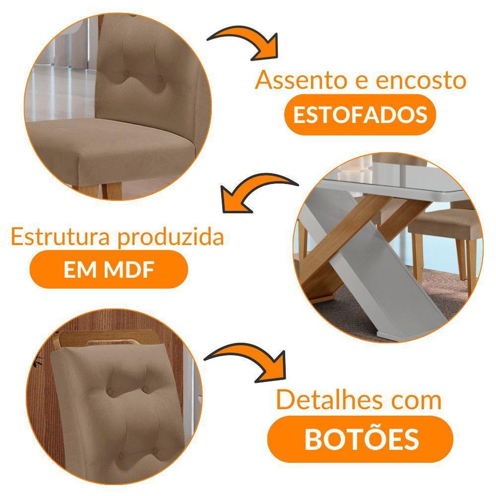 Mesa Sala De Jantar Carol 180cm E 6 Cadeiras Carol Moderna Vel. Capuccino Off White Imbuia - 6