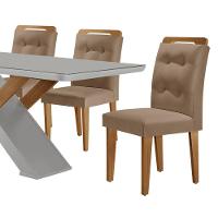 Mesa Sala De Jantar Carol 180cm E 6 Cadeiras Carol Moderna Vel. Capuccino Off White Imbuia - 8