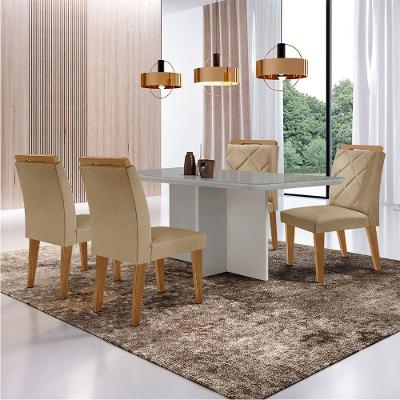 Mesa Olímpia 120cm Com 4 Cadeiras Melissa Moderna Mobilia Turim 07/off White/imbuia