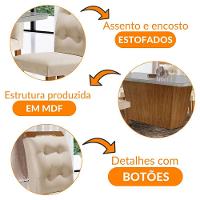 Mesa Para Sala De Jantar Aida 180cm Mdf E 6 Cadeiras Moderna Veludo Creme/off White/imbuia - 6