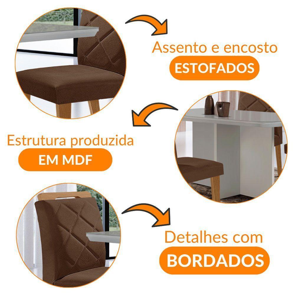 Mesa Olímpia 120cm Com 4 Cadeiras Melissa Moderna Mobilia Vel. Marrom/off White/imbuia - 6