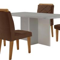 Mesa Olímpia 120cm Com 4 Cadeiras Melissa Moderna Mobilia Vel. Marrom/off White/imbuia - 7