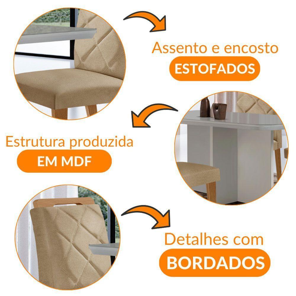 Mesa Olímpia 120cm Com 4 Cadeiras Melissa Moderna Mobilia Turim 07/off White/imbuia - 6