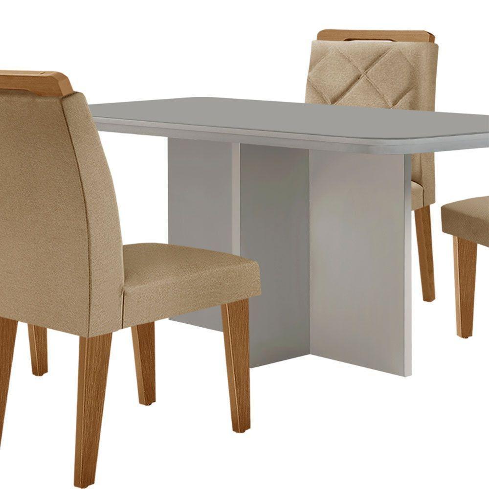 Mesa Olímpia 120cm Com 4 Cadeiras Melissa Moderna Mobilia Turim 07/off White/imbuia - 7