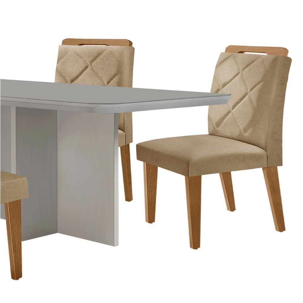 Mesa Olímpia 120cm Com 4 Cadeiras Melissa Moderna Mobilia Turim 07/off White/imbuia - 8