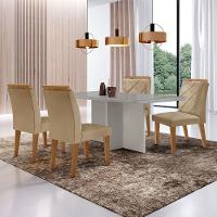 Mesa Olímpia 120cm Com 4 Cadeiras Melissa Moderna Mobilia Turim 07/off White/imbuia - 1