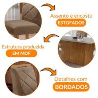 Mesa Sala De Jantar Aida 180cm E 6 Cadeiras Melissa Moderna Veludo Capuccino Off White Imbuia - 6