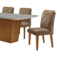 Mesa Sala De Jantar Aida 180cm E 6 Cadeiras Melissa Moderna Veludo Capuccino Off White Imbuia - 8