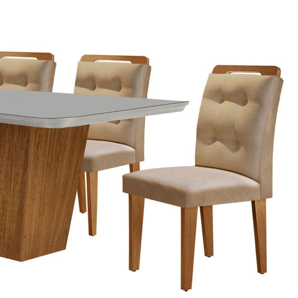 Mesa Para Sala De Jantar Aida 180cm Mdf E 6 Cadeiras Moderna Vel. Marrom/off White/imbuia - 8