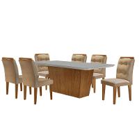 Mesa Para Sala De Jantar Aida 180cm Mdf E 6 Cadeiras Moderna Vel. Marrom/off White/imbuia - 2