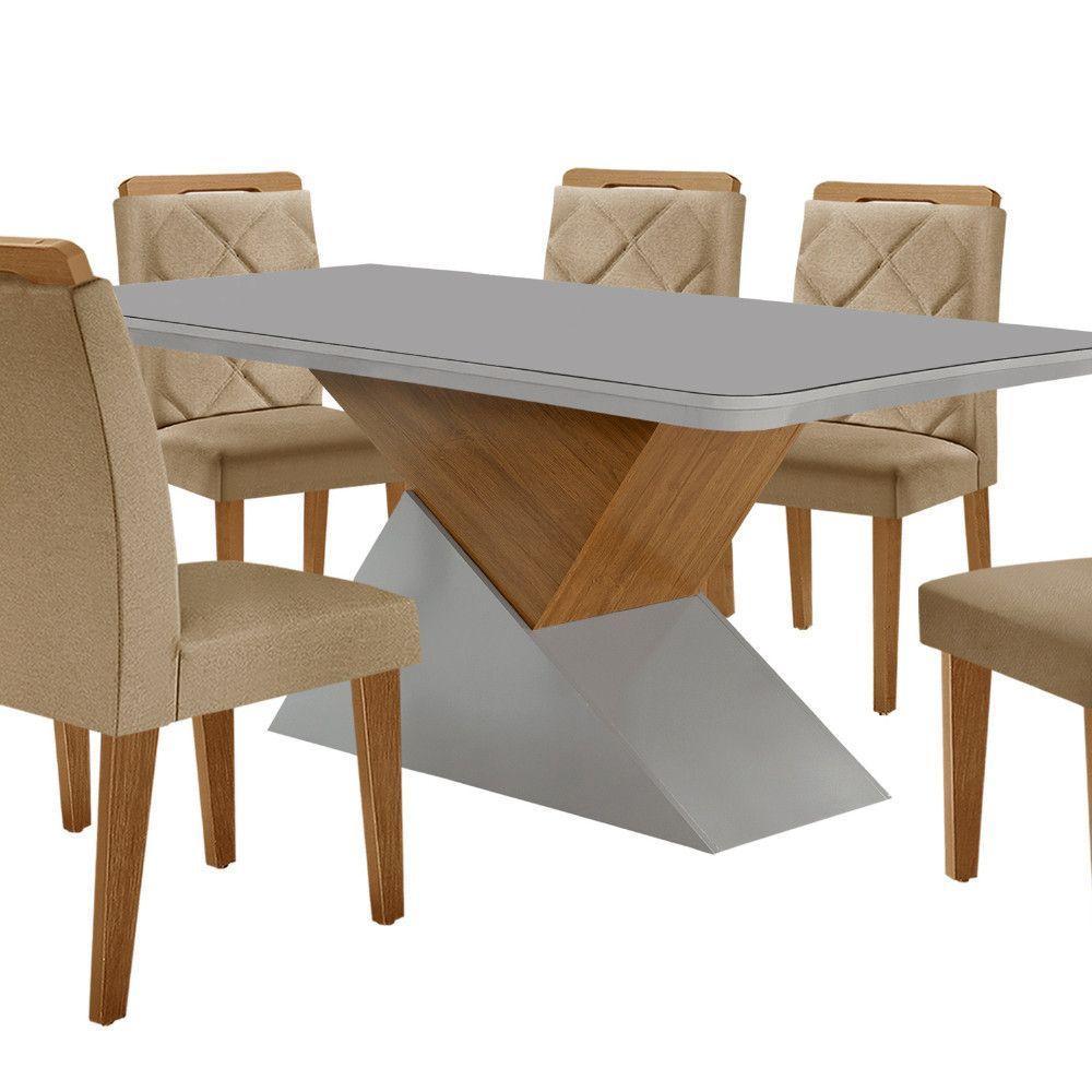 Mesa Sala De Jantar Aster 180cm E 6 Cadeiras Melissa Moderna Turim / Off White / Imbuia - 7