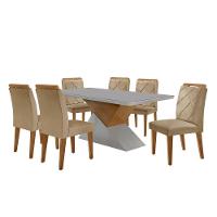 Mesa Sala De Jantar Aster 180cm E 6 Cadeiras Melissa Moderna Turim / Off White / Imbuia - 2
