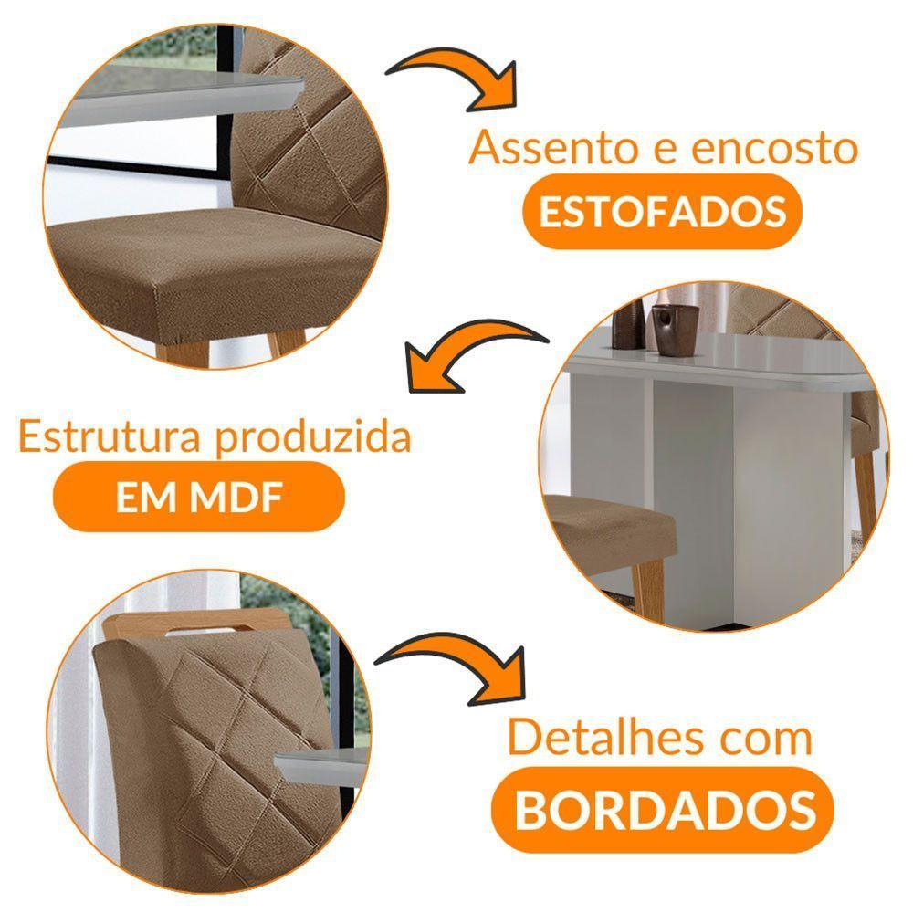 Mesa Olímpia 120cm Com 4 Cadeiras Melissa Moderna Mobilia Vel. Capuccino Off White Imbuia - 8