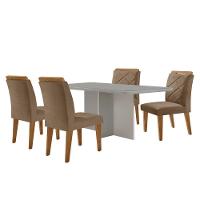 Mesa Olímpia 120cm Com 4 Cadeiras Melissa Moderna Mobilia Vel. Capuccino Off White Imbuia - 3