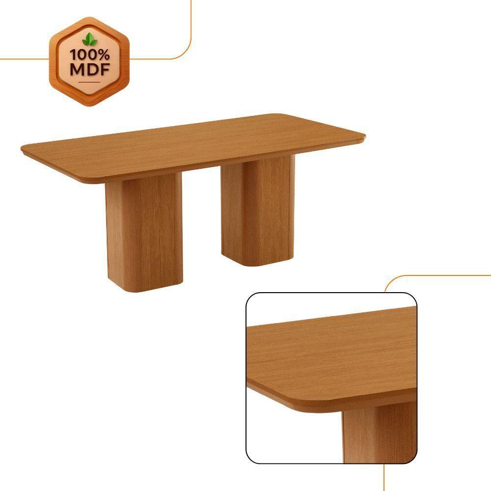 Mesa De Jantar Eloise 180cm Tampo Mdf Com 6 Cadeiras Moderna Linho Capuccino/tork/naturale - 5