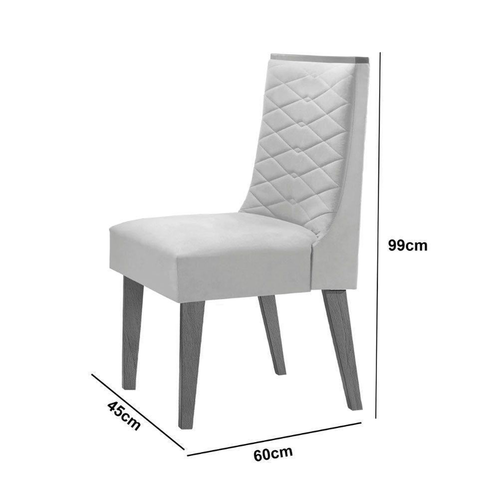 Mesa Sala De Jantar Aida 180cm E 6 Cadeiras Safira Moderna Veludo Creme/off White/imbuia - 4