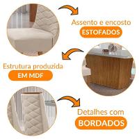 Mesa Sala De Jantar Aida 180cm E 6 Cadeiras Safira Moderna Veludo Creme/off White/imbuia - 6