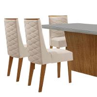Mesa Sala De Jantar Aida 180cm E 6 Cadeiras Safira Moderna Veludo Creme/off White/imbuia - 8