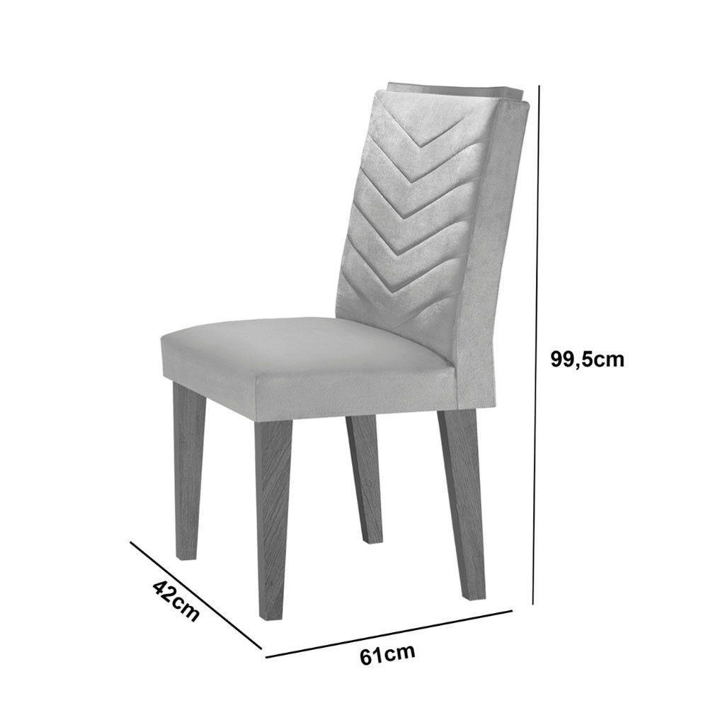 Mesa De Jantar Alvorada 180cm Com 6 Cadeiras Liz Moderna Veludo Marrom/off White/imbuia - 4