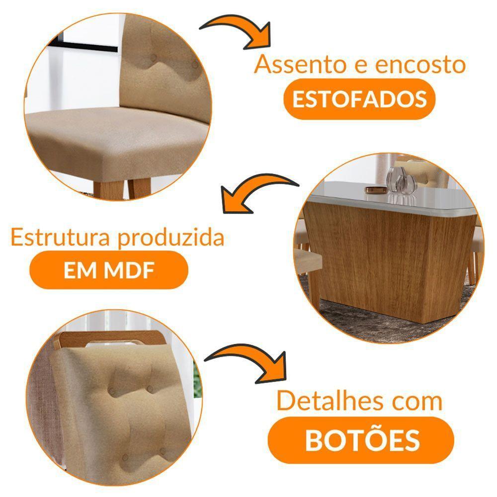 Mesa Aida 180cm Com 6 Cadeiras Carol Moderna Mobília Turim 07/off White/imbuia - 6