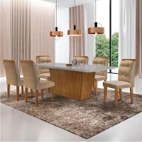 Mesa Aida 180cm Com 6 Cadeiras Carol Moderna Mobília Turim 07/off White/imbuia - 1