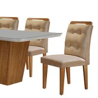 Mesa Aida 180cm Com 6 Cadeiras Carol Moderna Mobília Turim 07/off White/imbuia - 8