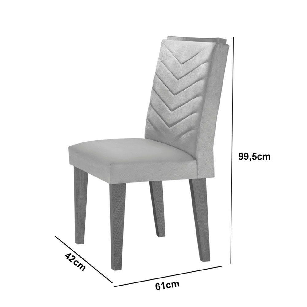 Mesa De Jantar Alvorada 180cm Com 6 Cadeiras Liz Moderna Veludo Creme/off White/imbuia - 4