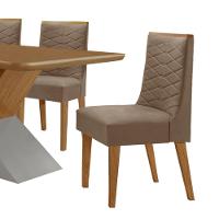 Mesa Sala De Jantar Aster 180cm E 6 Cadeiras Safira Moderna Veludo Capuccino Off White Imbuia - 8