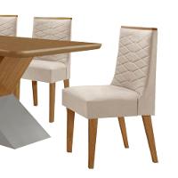 Mesa Sala De Jantar Aster 180cm E 6 Cadeiras Safira Moderna Veludo Creme/off White/imbuia - 8