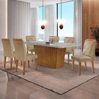 Mesa Sala De Jantar Aida 180cm E 6 Cadeiras Melissa Moderna Turim 07/off White/imbuia - 1