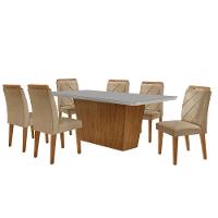 Mesa Sala De Jantar Aida 180cm E 6 Cadeiras Melissa Moderna Turim 07/off White/imbuia - 2