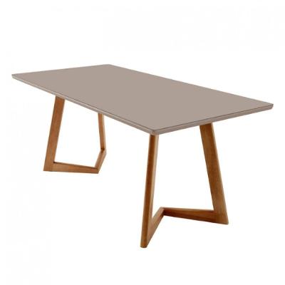 Mesa para Sala de Jantar Munique Retangular Vidro 180cm Imbuia Design Moderno