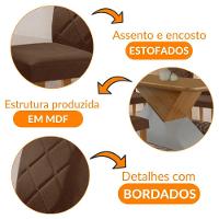 Mesa Sala De Jantar Aster 180cm E 6 Cadeiras Melissa Moderna Veludo Marrom/off White/imbuia - 6