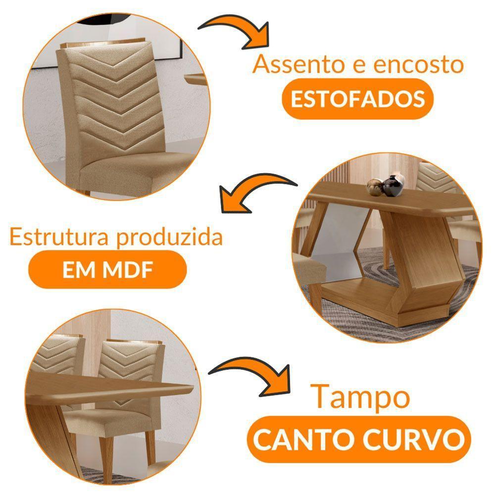 Mesa Sala De Jantar Alvorada 180cm E 6 Cadeiras Liz Moderna Turim 07/off White/imbuia - 6