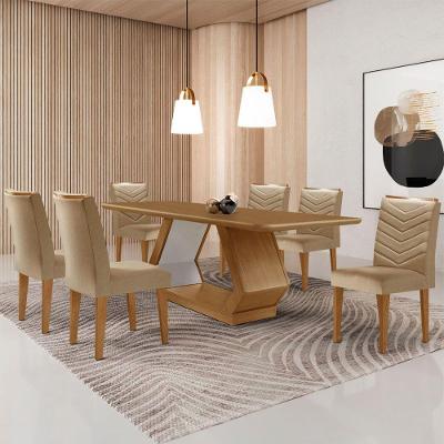 Mesa Sala De Jantar Alvorada 180cm E 6 Cadeiras Liz Moderna Turim 07/off White/imbuia