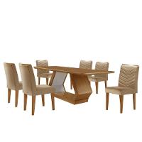 Mesa Sala De Jantar Alvorada 180cm E 6 Cadeiras Liz Moderna Turim 07/off White/imbuia - 2