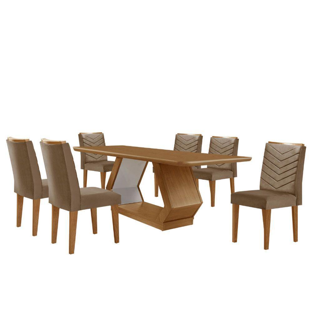Mesa Sala De Jantar Alvorada 180cm E 6 Cadeiras Liz Moderna Vel. Capuccino Off White Imbuia - 2