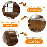 Mesa Aida 180cm Com 6 Cadeiras Carol Moderna Mobília Veludo Marrom/off White/imbuia - 6